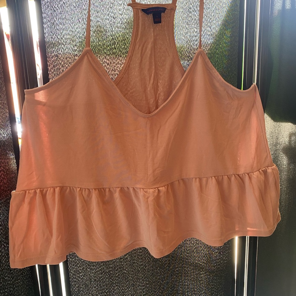Aeropostale Orange Pink Ruffled Crop Camisole